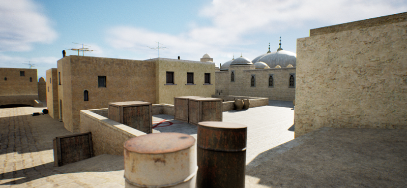 Dust 2 Map Remake in Unreal Engine with Ray Tracing Image