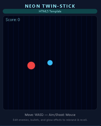 Neon Twin-Stick Shooter – HTML5 Template (Rebrand & Resell) Image