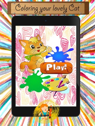 Cat Cartoon Paint and Coloring Book Learning Skill - Fun Games Free For Kids screenshot