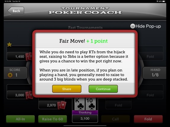Tournament Poker Coach screenshot