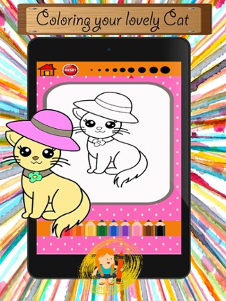 Cat Cartoon Paint and Coloring Book Learning Skill - Fun Games Free For Kids screenshot