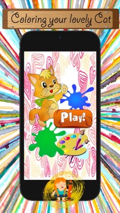 Cat Cartoon Paint and Coloring Book Learning Skill - Fun Games Free For Kids screenshot