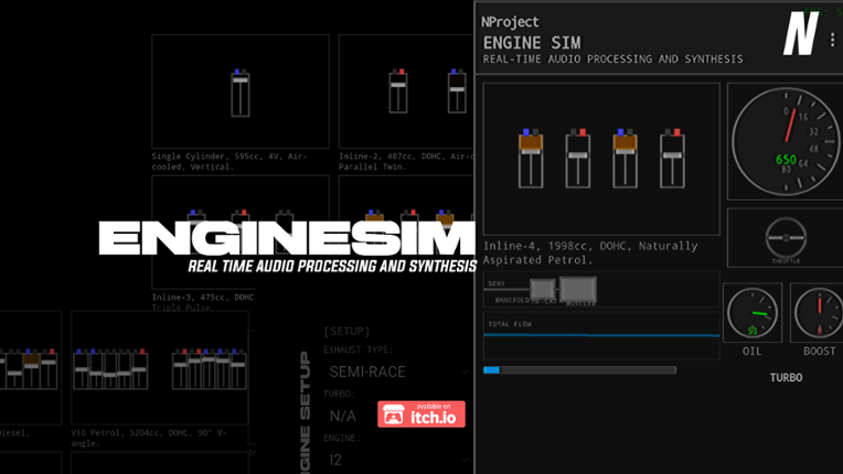 NProject Engine Sim: Real-Time Audio Synthesis & Physics Image