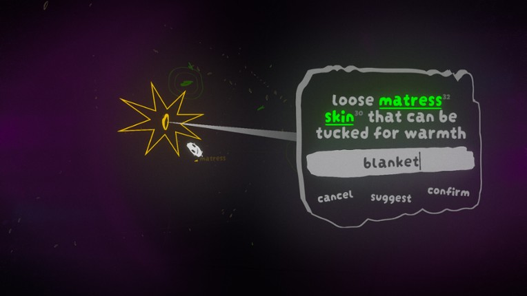 nick¹s recursive videogame⁴ about deciphering word¹⁶ puzzle⁷⁹s to discover your identity²⁵ and redefine the universe³¹⁸! screenshot