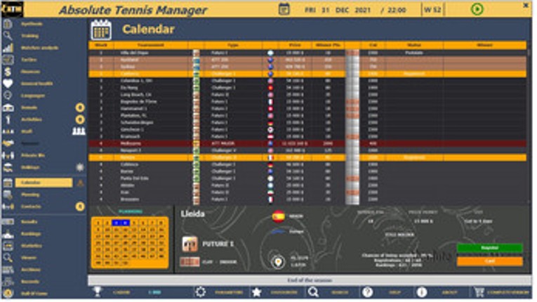 Absolute Tennis Manager screenshot