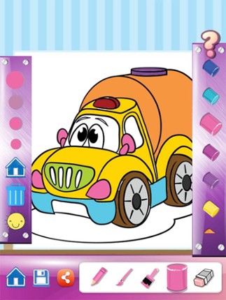Car Drawing Coloring Book - Cute Caricature Art Ideas pages for kids screenshot