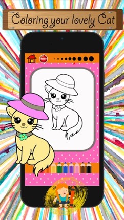 Cat Cartoon Paint and Coloring Book Learning Skill - Fun Games Free For Kids Image
