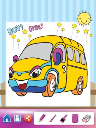 Car Drawing Coloring Book - Cute Caricature Art Ideas pages for kids screenshot