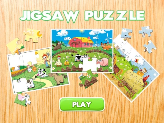 Farm and Animal Jigsaw Puzzle For Kids - educational young childrens game for preschool and toddlers Image