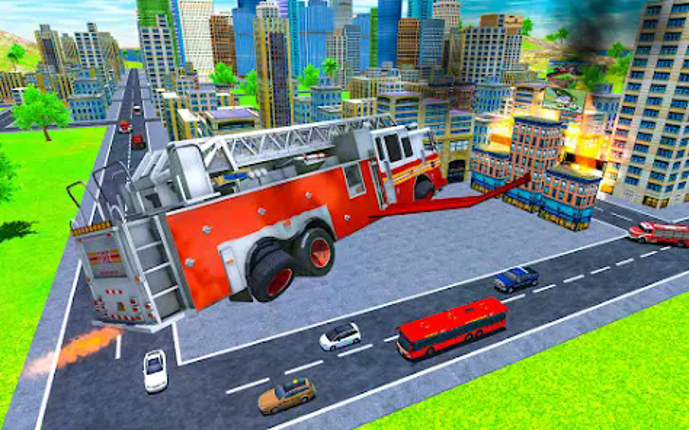 Flying Robot Fire Truck Game screenshot