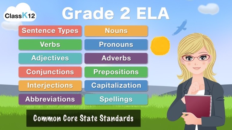 Grade 2 ELA - English Grammar Learning Quiz Game by ClassK12 [Lite] screenshot