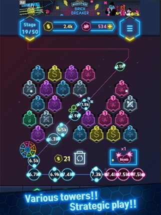 Neon Merge Defense screenshot
