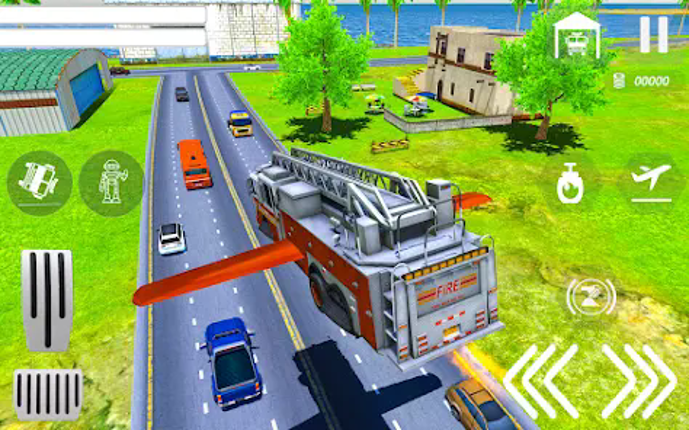 Flying Robot Fire Truck Game screenshot