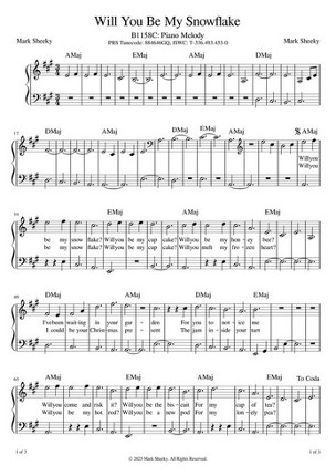 Sheet Music & Lyrics: Will You Be My Snowflake? Image