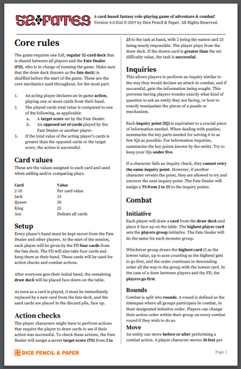 Games like 52 Fates Zine