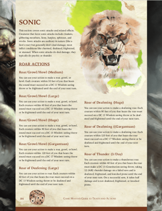 Game Master's Guide to Traits and Actions for Monsters and NPCs Image