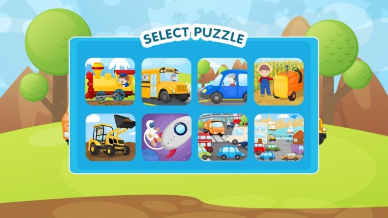 Trucks and Things That Go Jigsaw Puzzle Free - Preschool and Kindergarten Educational Cars and Vehicles Learning Shape Puzzle Adventure Game for Toddler Kids Explorers Image