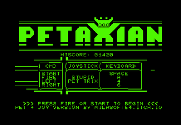 PETaxian (Commodore PET Galaxian) screenshot