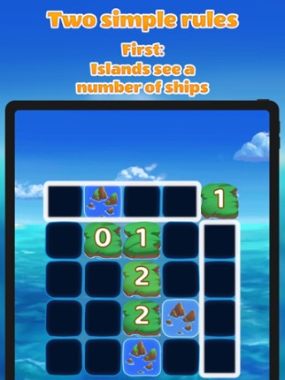 Islands and Ships logic puzzle screenshot