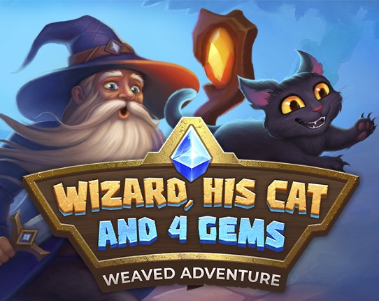 Wizard, His Cat and Four Gems Image