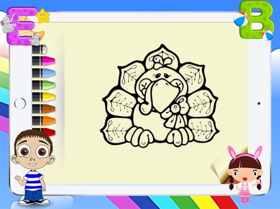 Happy Thanksgiving Greeting Coloring Book - Learn to Painting Cartoon Character For Kids screenshot