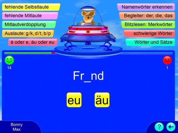 Writing German Words with Fragenbär screenshot