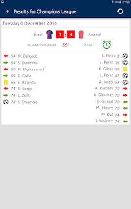 Results for Champions League screenshot