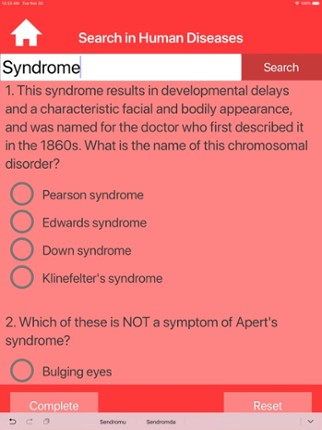 Nursing : Human Diseases Quiz screenshot