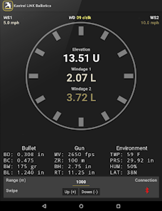 Kestrel LiNK® Ballistics screenshot