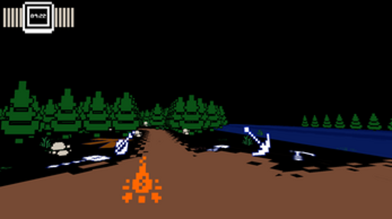 What lies between the trees Image