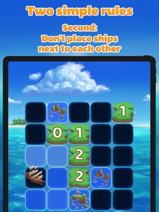 Islands and Ships logic puzzle screenshot