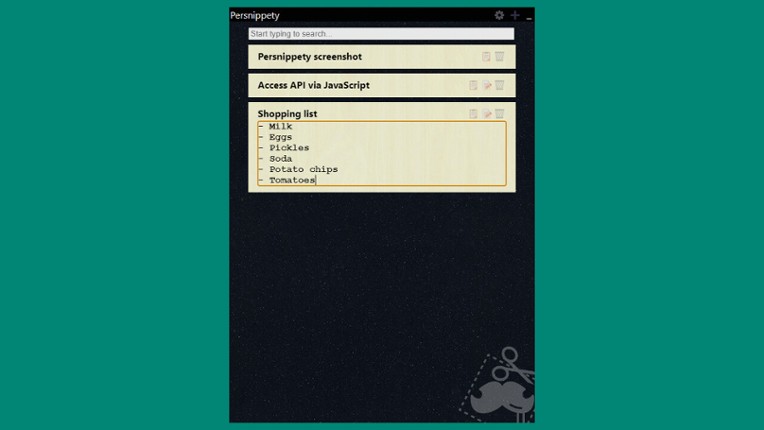 Persnippety screenshot