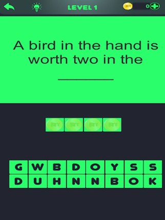 Proverbs fun quiz screenshot