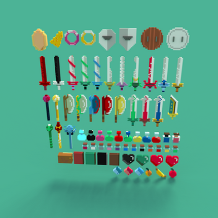 70 Voxel pixel art RPG game assets 3D Image