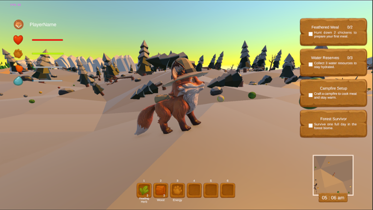 Fox simulator - Windows | PCG Environment | Unity | Survival | Solo Dev | Alpha Image