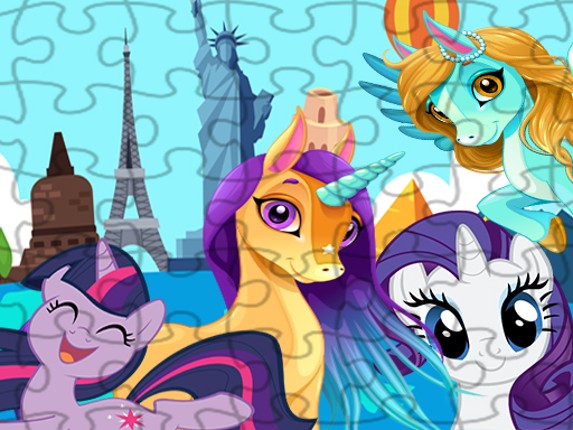 Unicorns Travel The World Puzzle Image