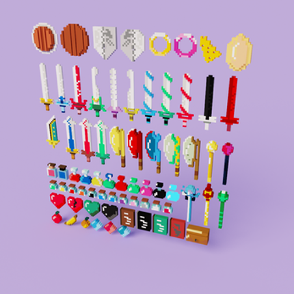 70 Voxel pixel art RPG game assets 3D screenshot