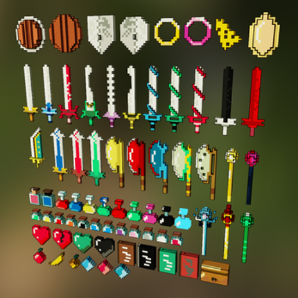 70 Voxel pixel art RPG game assets 3D screenshot