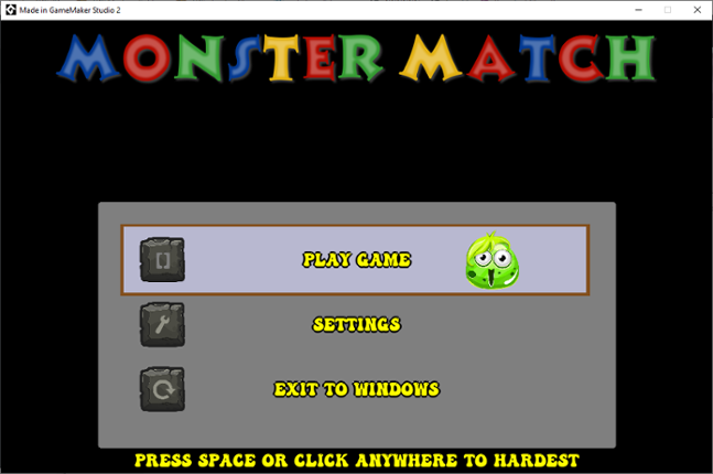 Monster Match  - Accessible Game - One Button Simple Control System Image