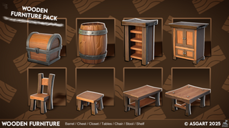 Stylized Wooden Furniture Pack | 3D Lowpoly Assets Image