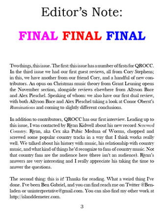 The Quarterly Review of Contemporary Country Volume 1, Issue 4 (Final) screenshot