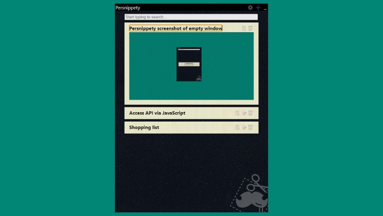 Persnippety screenshot