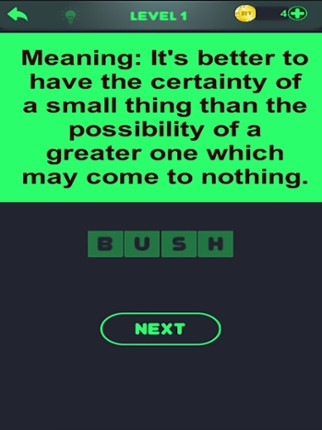 Proverbs fun quiz screenshot