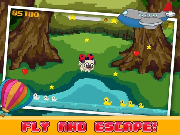 Le Pugbug Fly! -  Adventure Run of a Tiny Flying Puppy Pug Ladybug Image