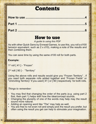 Quick Generator Desert/Wastelands Names & Concepts Image
