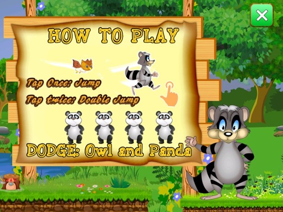 Racoon Voyage Race : Raccoon Animal vs. Panda and Owls screenshot