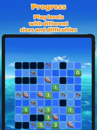 Islands and Ships logic puzzle screenshot