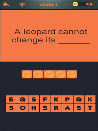 Proverbs fun quiz screenshot