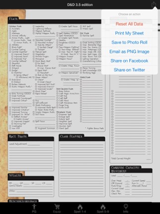 Real Sheet: D&D 3.5 Edition + Dice Table screenshot