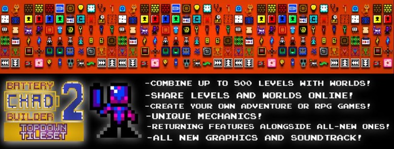 [AVAILABLE ON ITCH.IO] Battery Chad Builder 2: Topdown Tileset Image